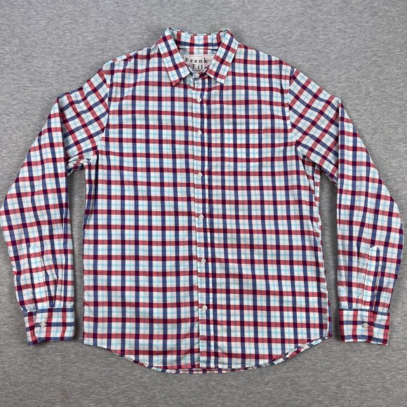 Frank & Eileen Mens Shirt M Luke Plaid Button Up Red Blue White Long Sleeve - Picture 1 of 10